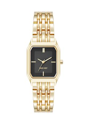 Nine West Women's Quartz Square Gold-Tone Alloy Metal Bracelet Watch