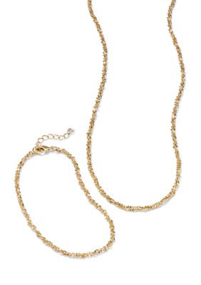 Belk Silverworks Fine Plated Chain Bracelet and Necklace Set