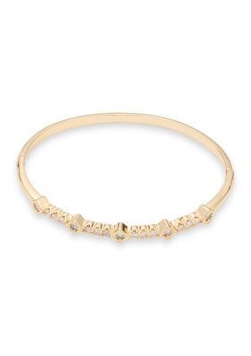 Belk Silverworks Fine Gold Plated Clear Cubic Zirconia Diamond Shaped Bangle Bracelet
