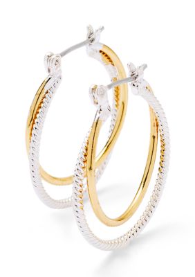 Belk Silverworks Fine Two Tone Plated Double Hoop Earrings