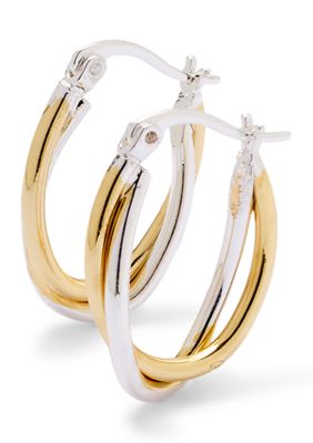 Belk Silverworks Fine Two Tone Plated Twisted Small Hoop Earrings