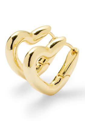 Belk Silverworks Gold Plated Heart Huggie Earrings