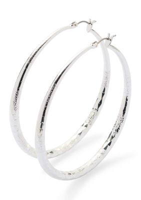 Belk Silverworks Silver Plated Large Textured Hoop Earrings