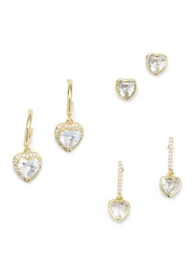 Belk Silverworks Fine Gold Plated Heart Earring Set