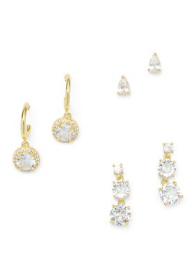 Belk Silverworks Fine Gold Plated Abstract Shape Earring Set