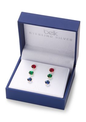 Belk Sterling Silver Gold Over Silver Round Stud Set
