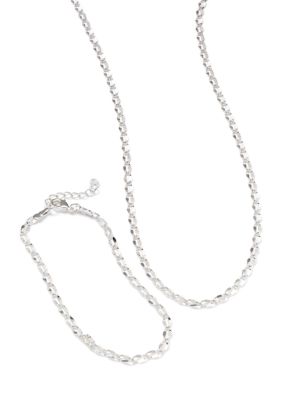 Belk Silverworks Fine Plated Chain Necklace and Bracelet Set
