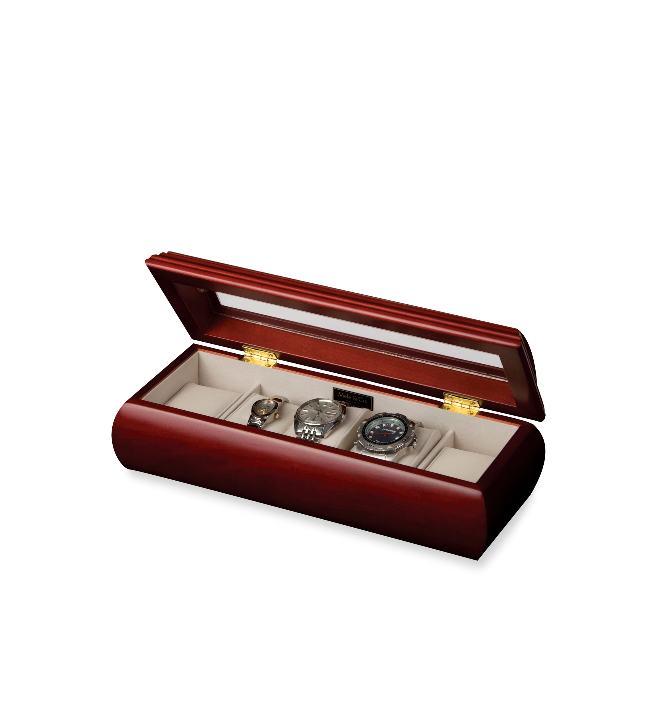 Emery Glass Top Watch Jewelry Box - Online Only