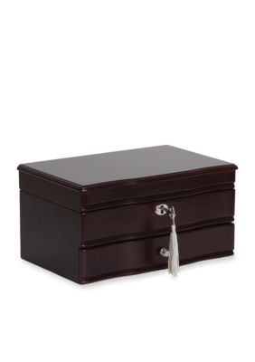 Mele & Co Davina Locking Wooden Jewelry Box in Mahogany Finish, Brown -  0739175096265