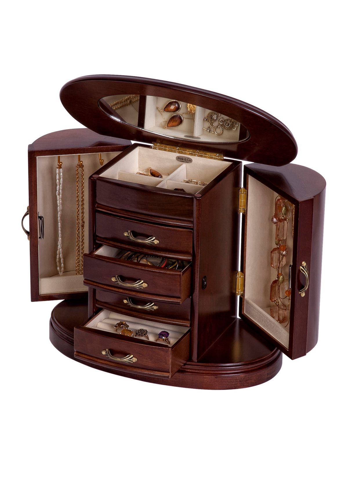 Heloise Wooden Jewelry Box in Walnut Finish