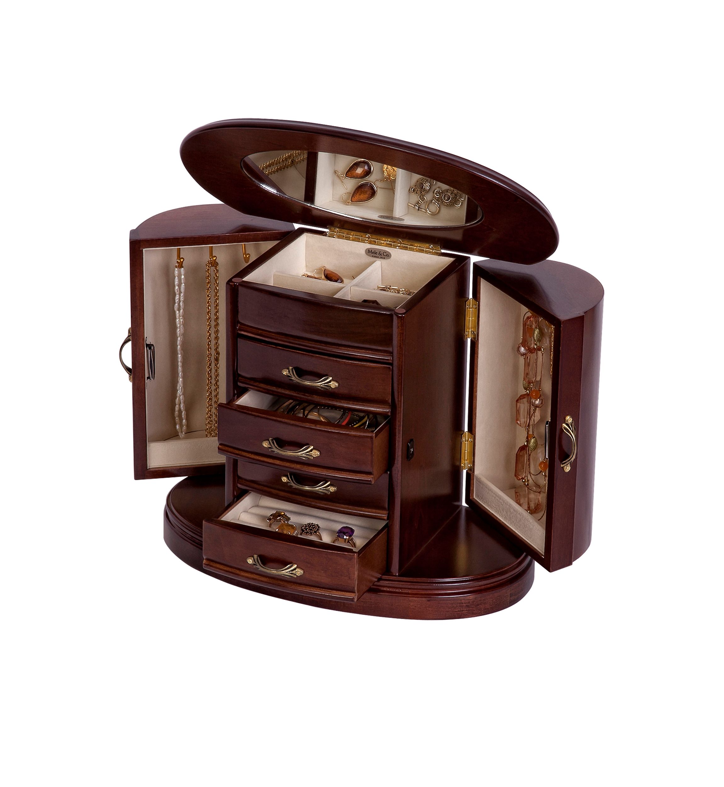 Heloise Wooden Jewelry Box in Walnut Finish