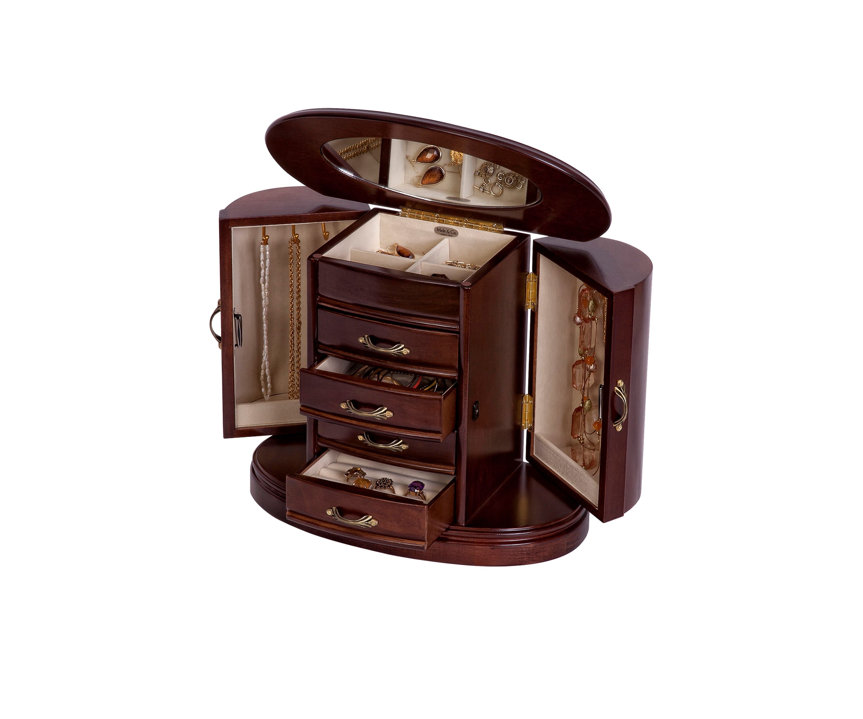 Heloise Wooden Jewelry Box in Walnut Finish