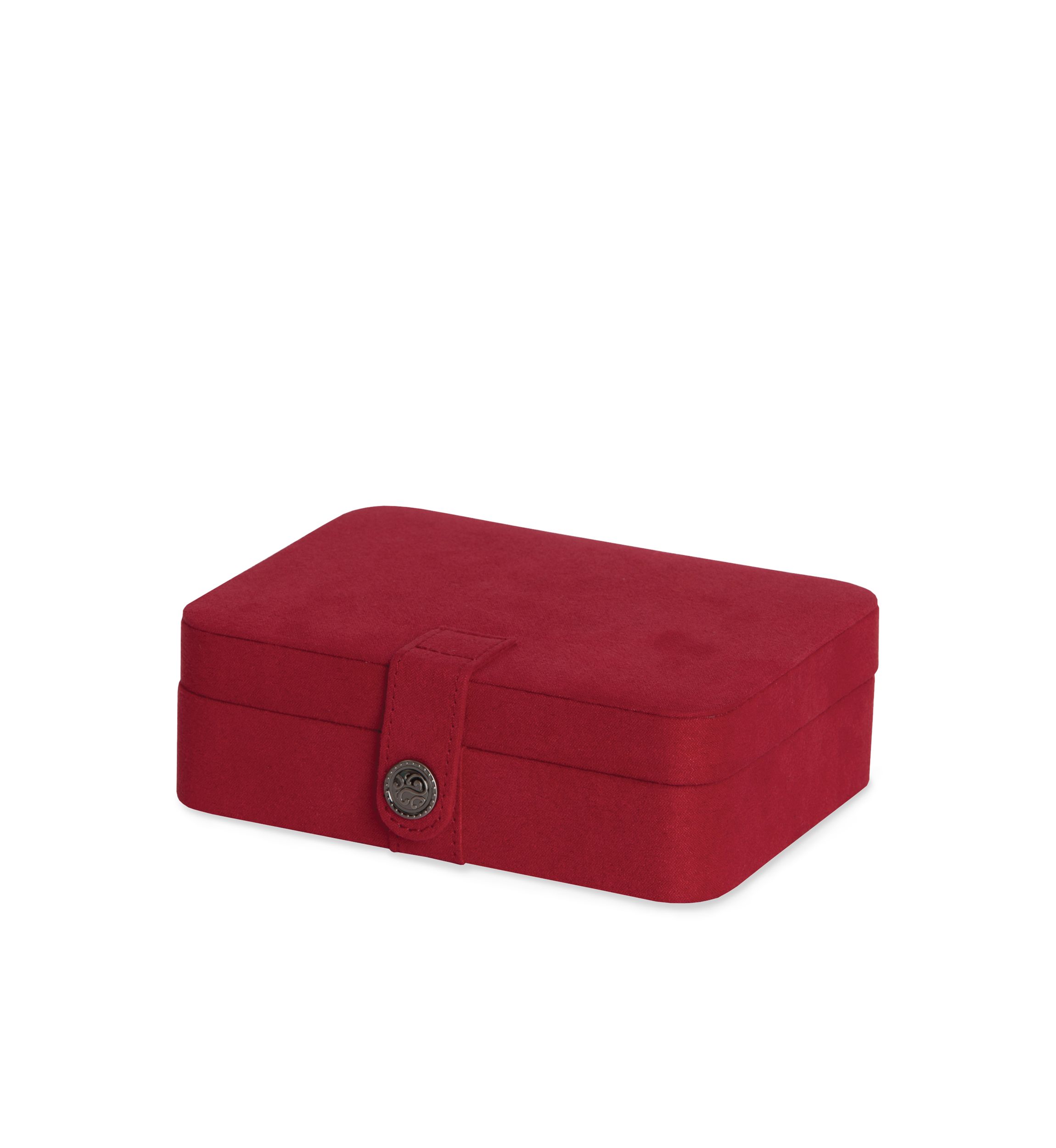 Giana Plush Fabric Jewelry Box with Lift Out Tray in Red