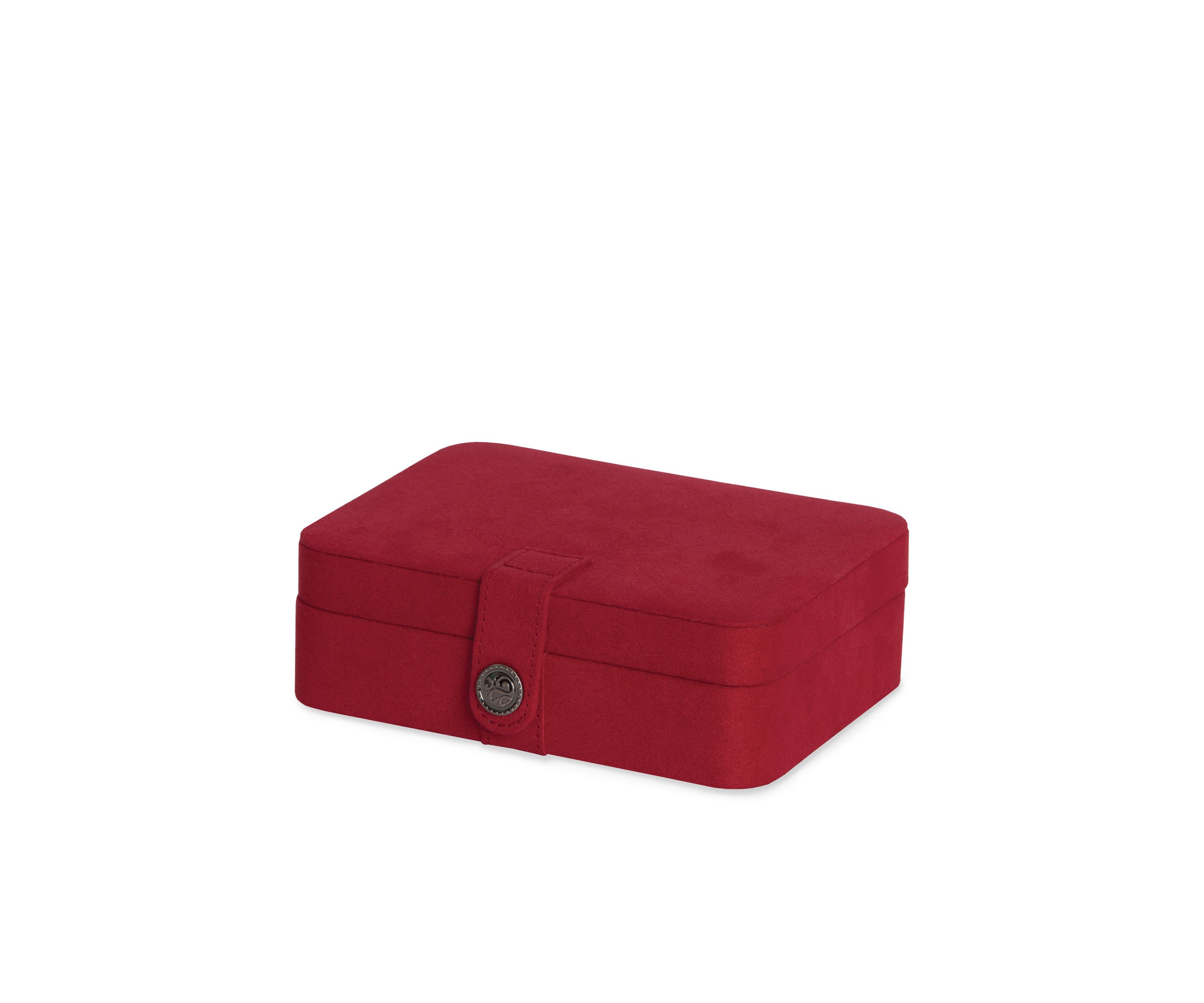 Giana Plush Fabric Jewelry Box with Lift Out Tray in Red
