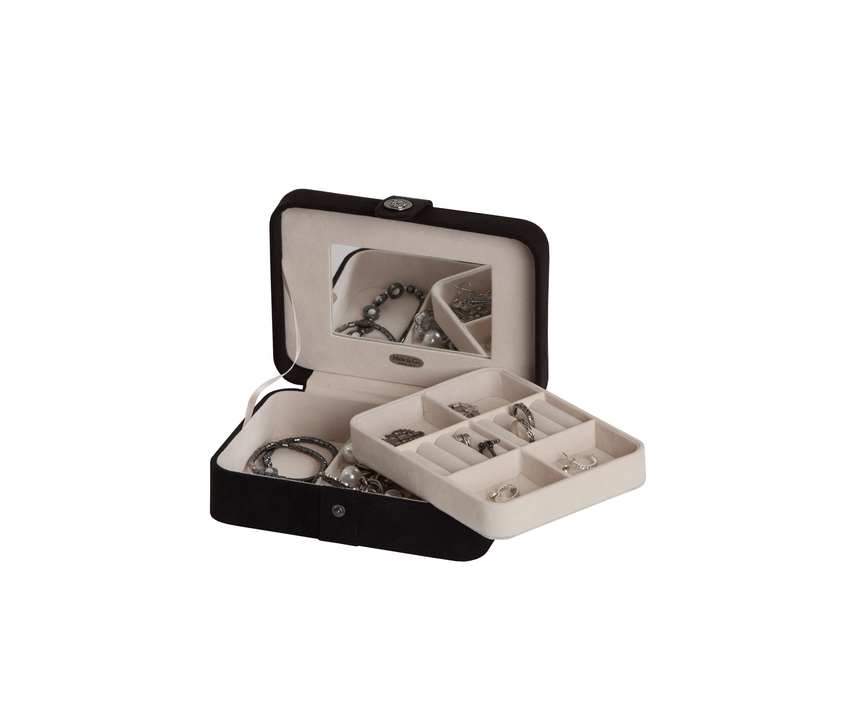 Giana Plush Fabric Jewelry Box in Black