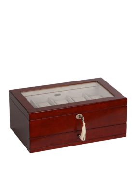 Mele & Co Christo Glass Top Wooden Watch Box In Walnut Finish