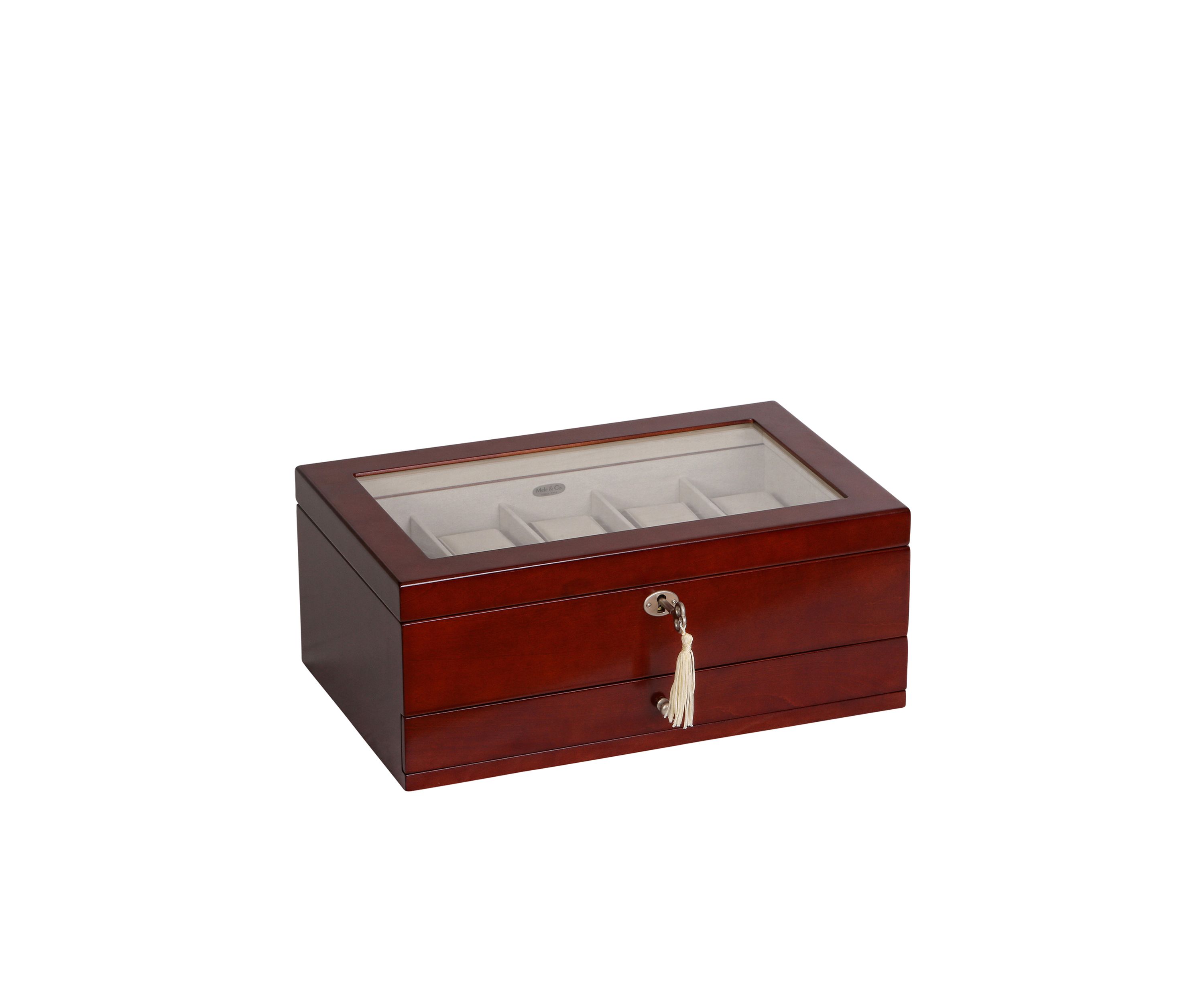 Christo Glass Top Wooden Watch Box in Walnut Finish