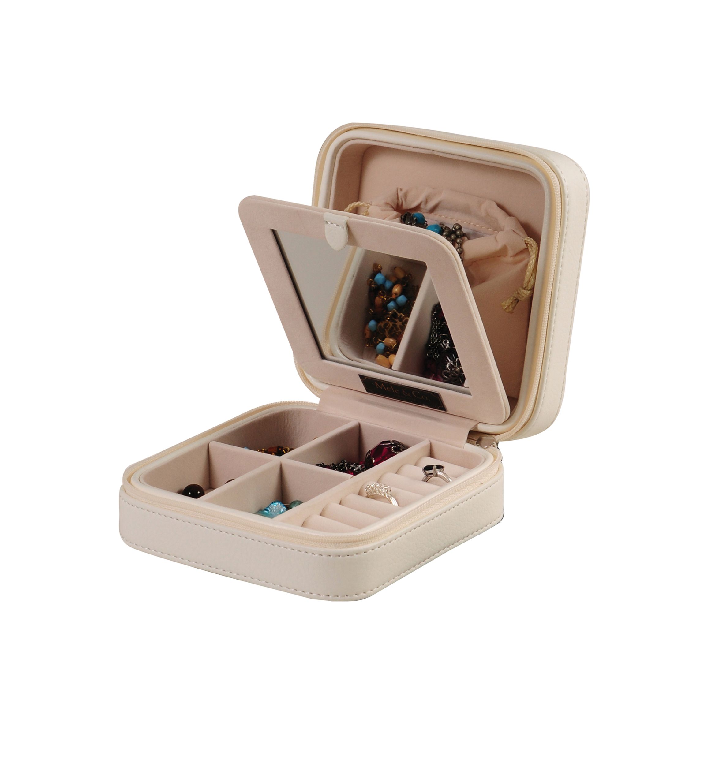 Dana Faux Leather Jewelry Box in Ivory