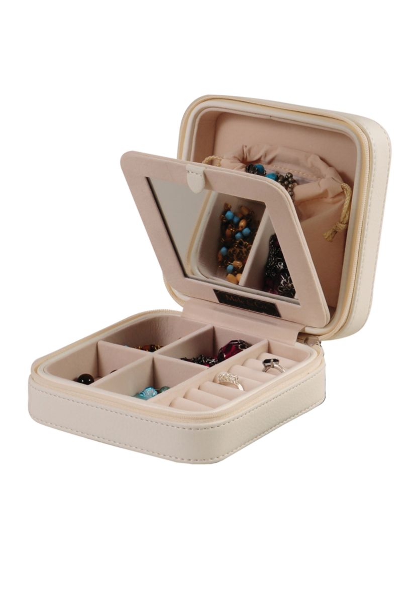 Dana Faux Leather Jewelry Box in Ivory