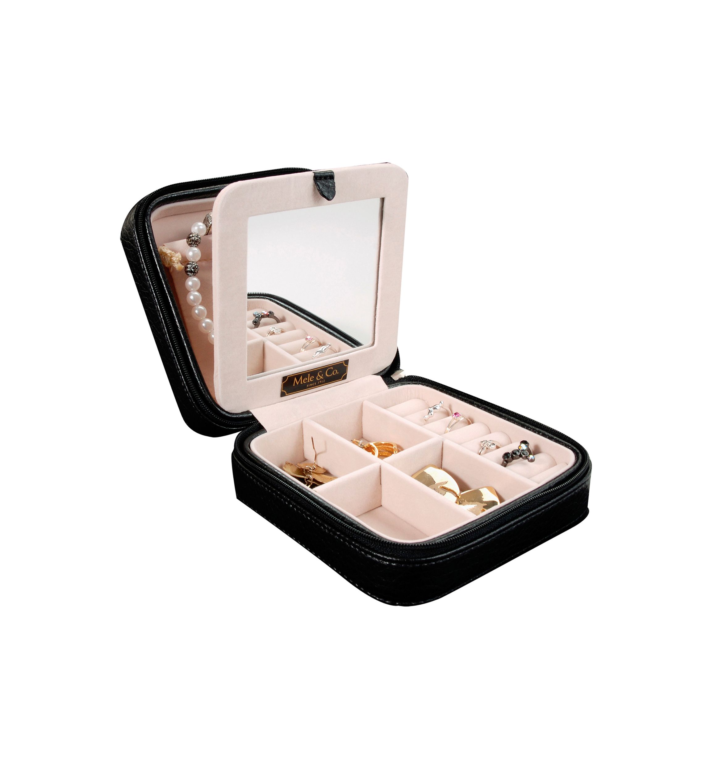 Dana Faux Leather Jewelry Box in Black