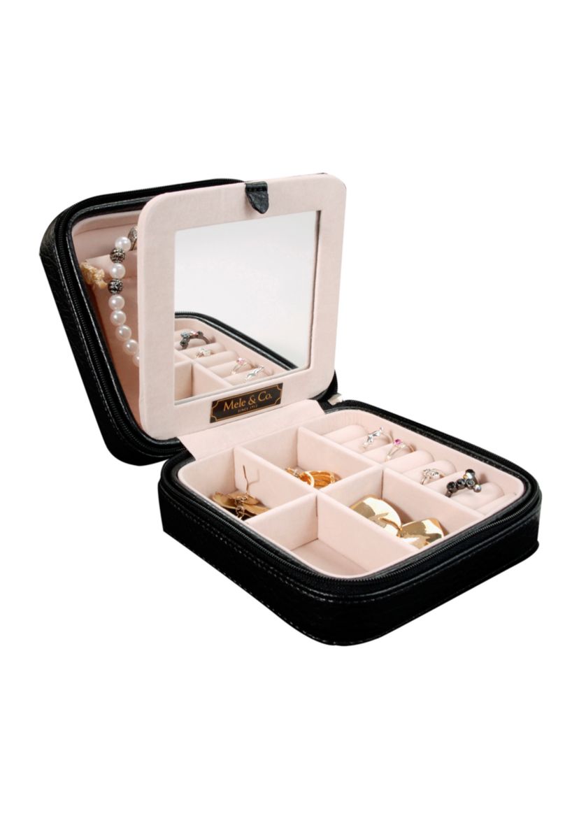 Dana Faux Leather Jewelry Box in Black