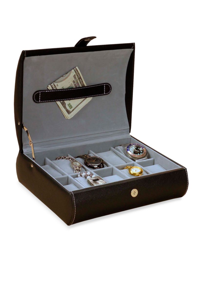 Parker Faux Leather Watch Case in Black - Online Only