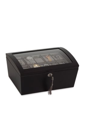 Mele & Co Royce Locking Glass Watch Jewelry Box - Online Only, Brown -  0739175784643