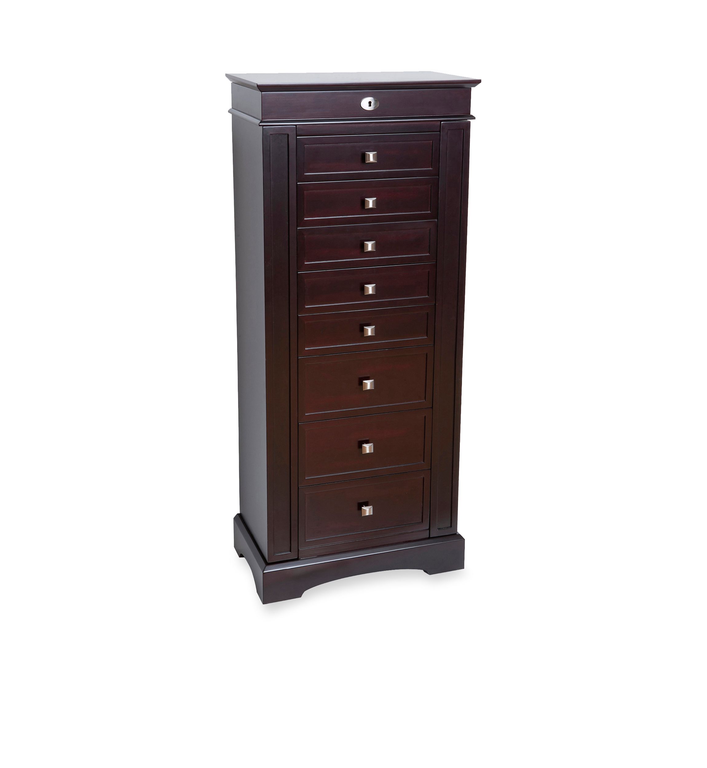 Olympia Wooden Jewelry Armoire in Dark Walnut Finish