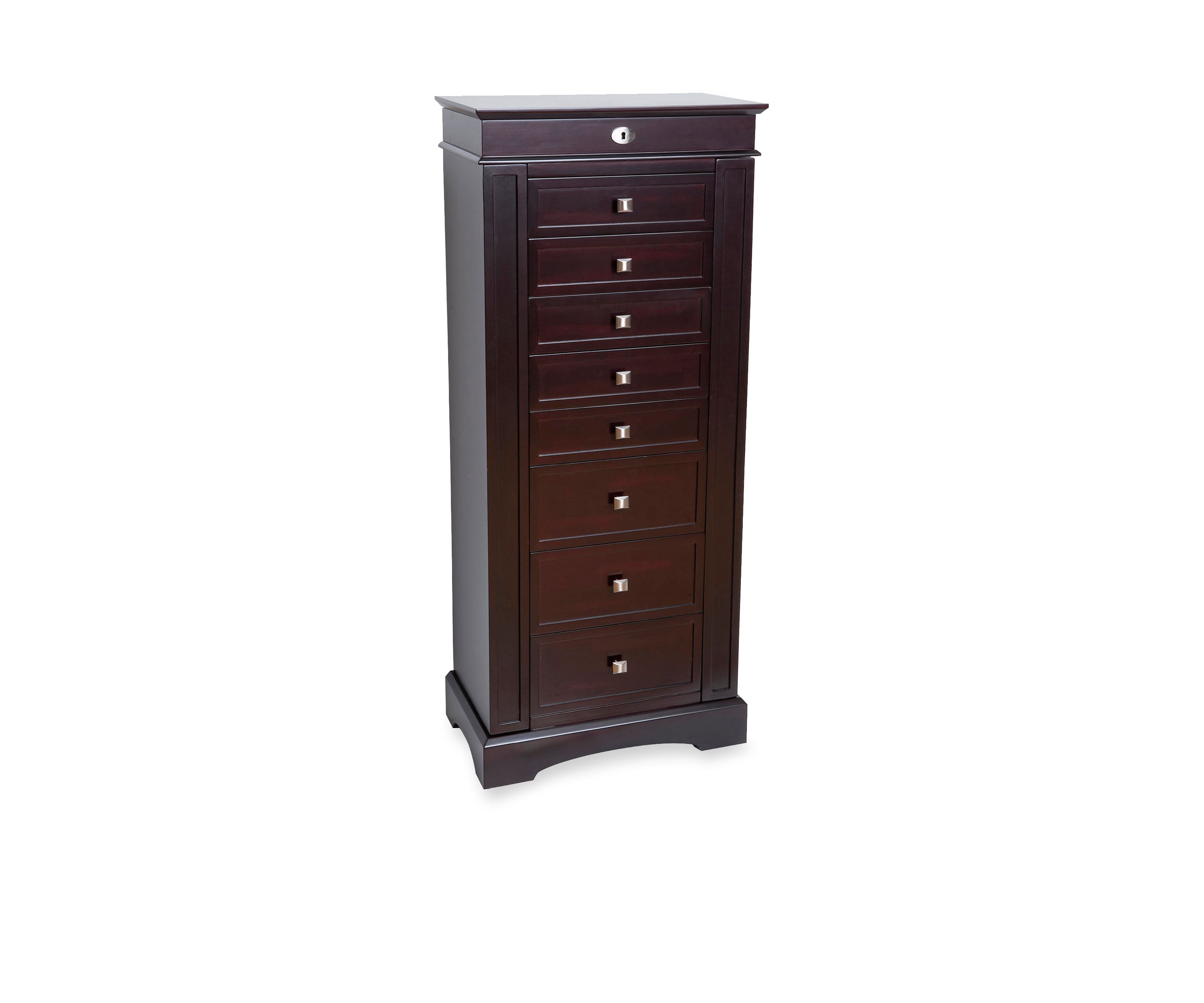 Olympia Wooden Jewelry Armoire in Dark Walnut Finish