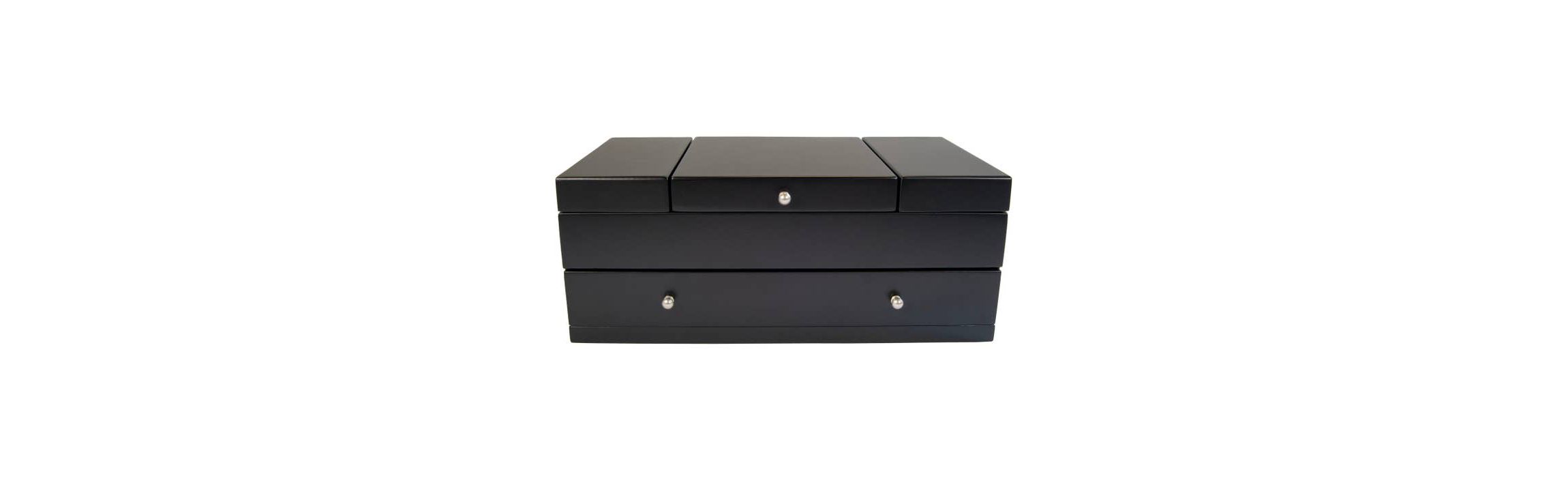 Mele and Co Everly Wooden Triple Lid Jewelry Box in Black