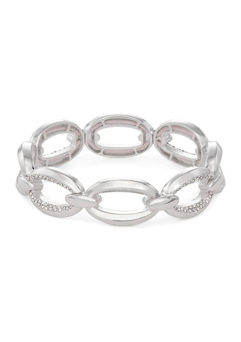 Silver Tone Crystal Pavé Stretch Bracelet