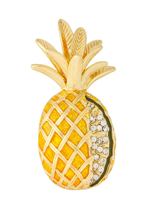 Napier Gold Tone Yellow Cut Pineapple Pin