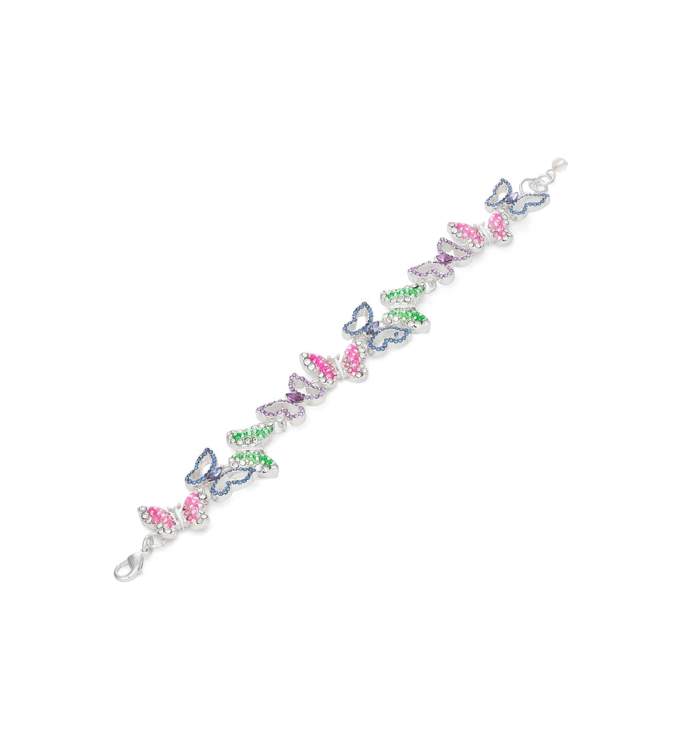 Silver Tone Multi Butterfly Flex Bracelet 