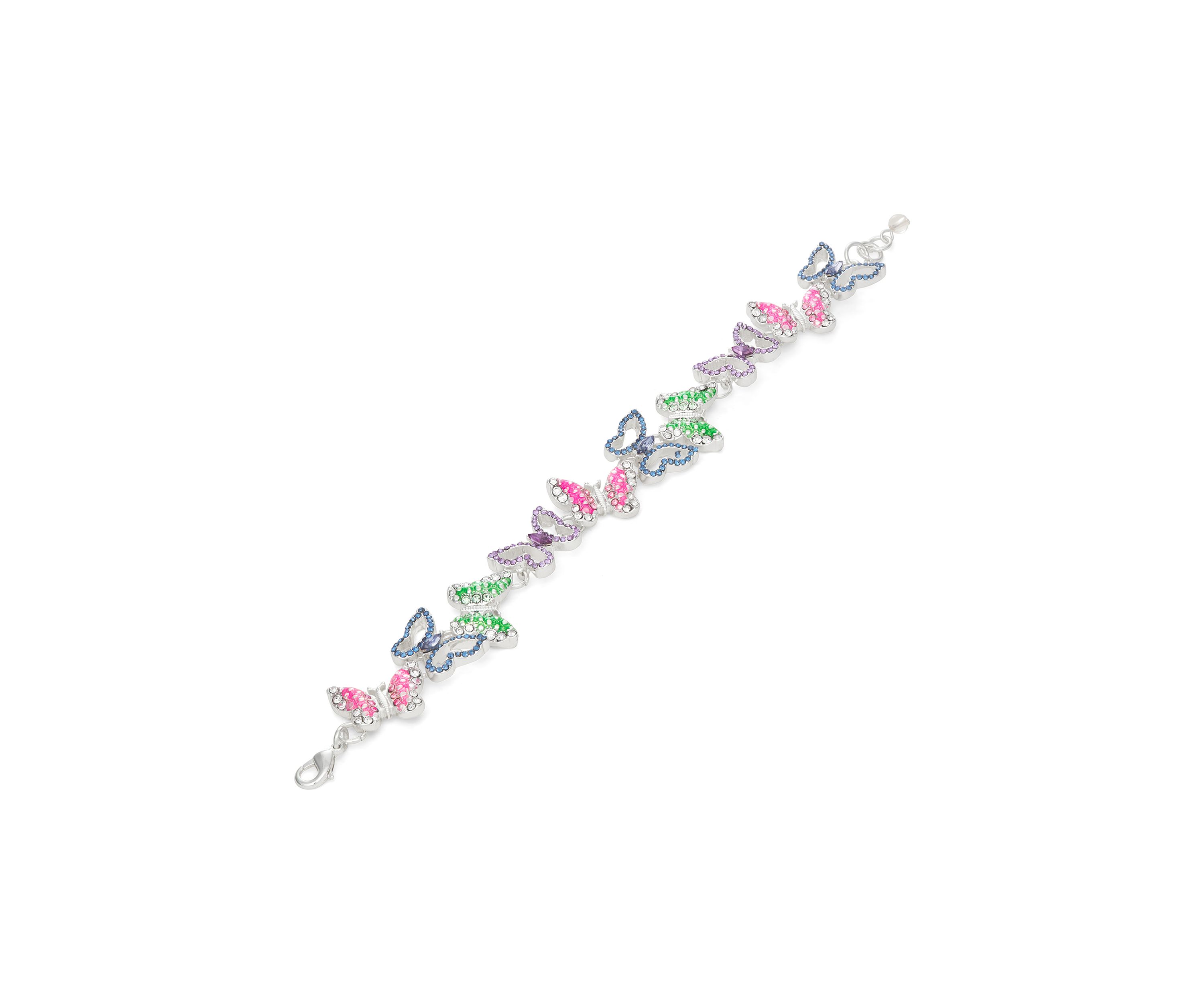 Silver Tone Multi Butterfly Flex Bracelet 