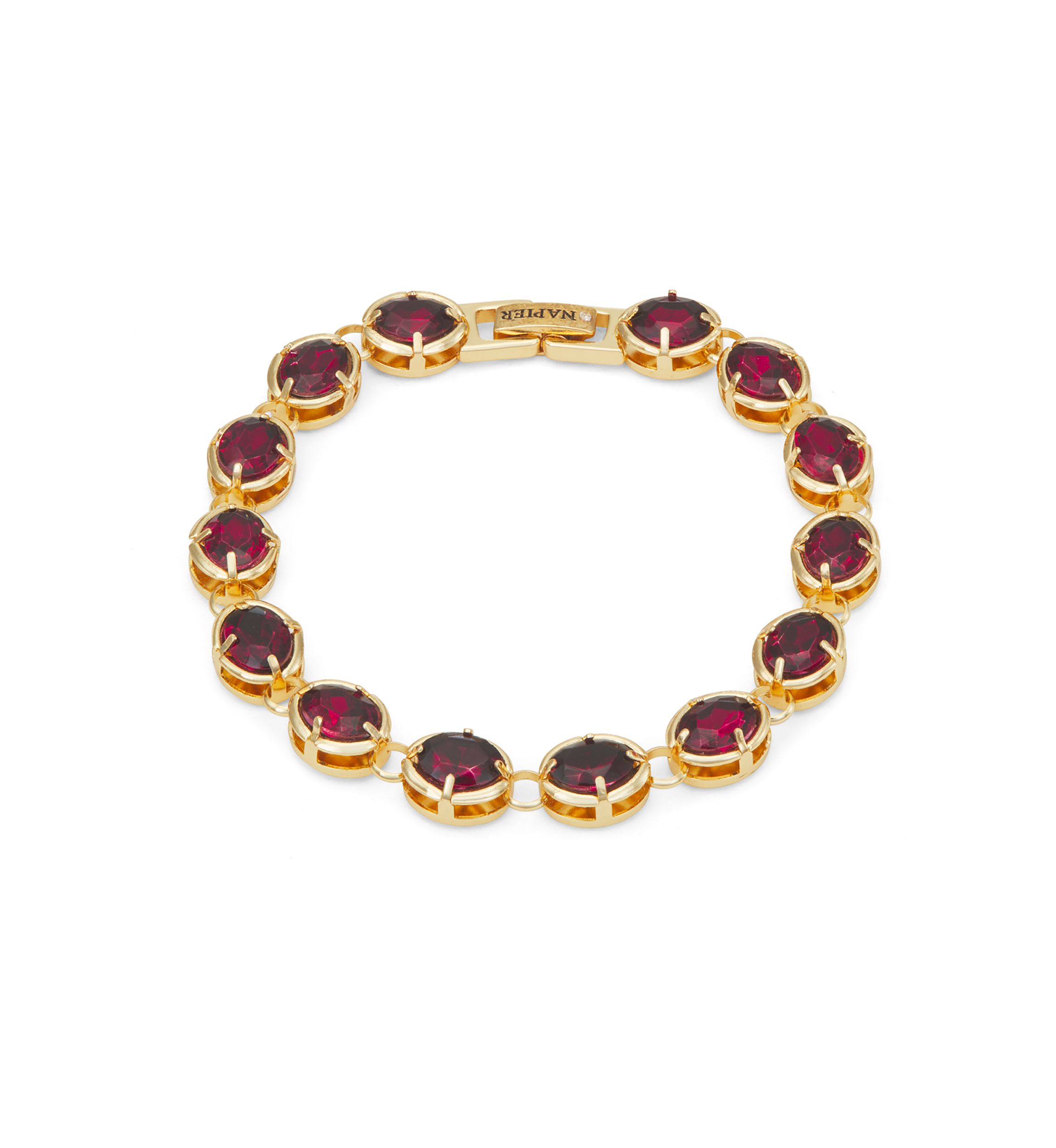 Gold Tone 7.5" Burgundy Flex Bracelet - Boxed 