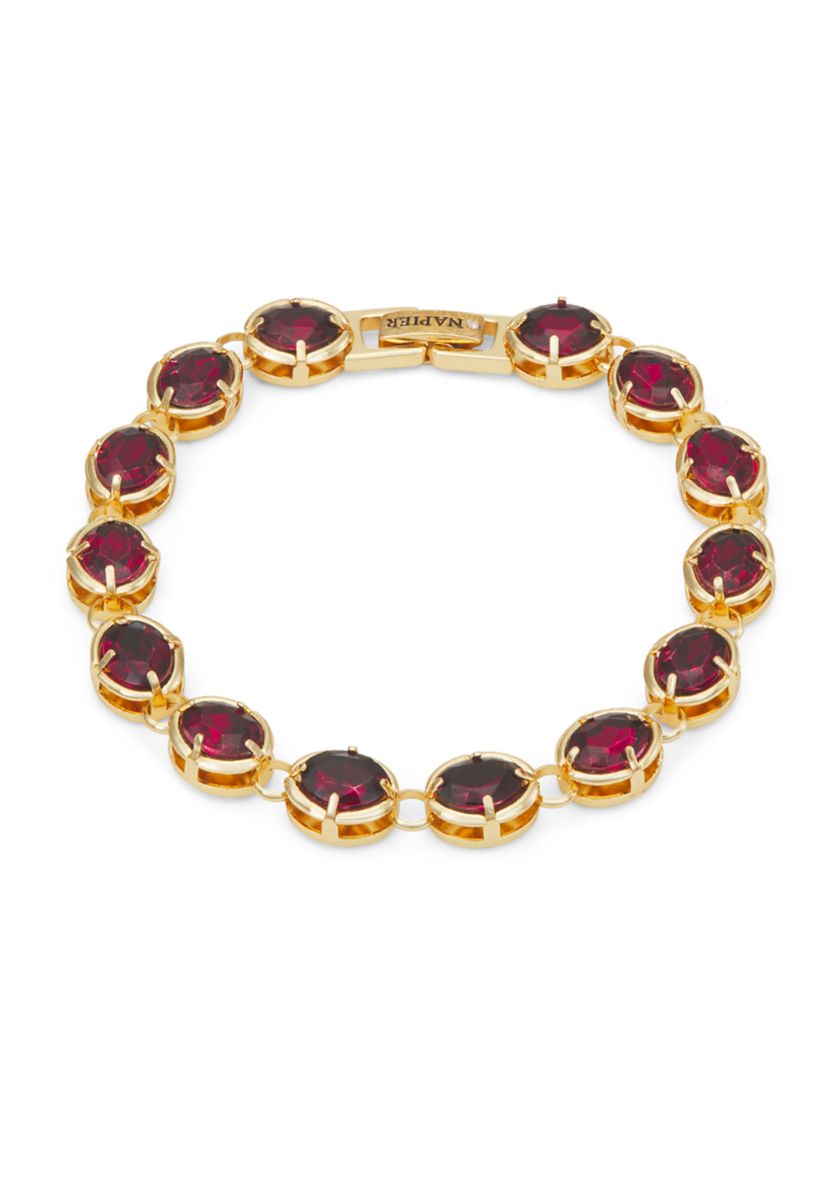 Gold Tone 7.5" Burgundy Flex Bracelet - Boxed 
