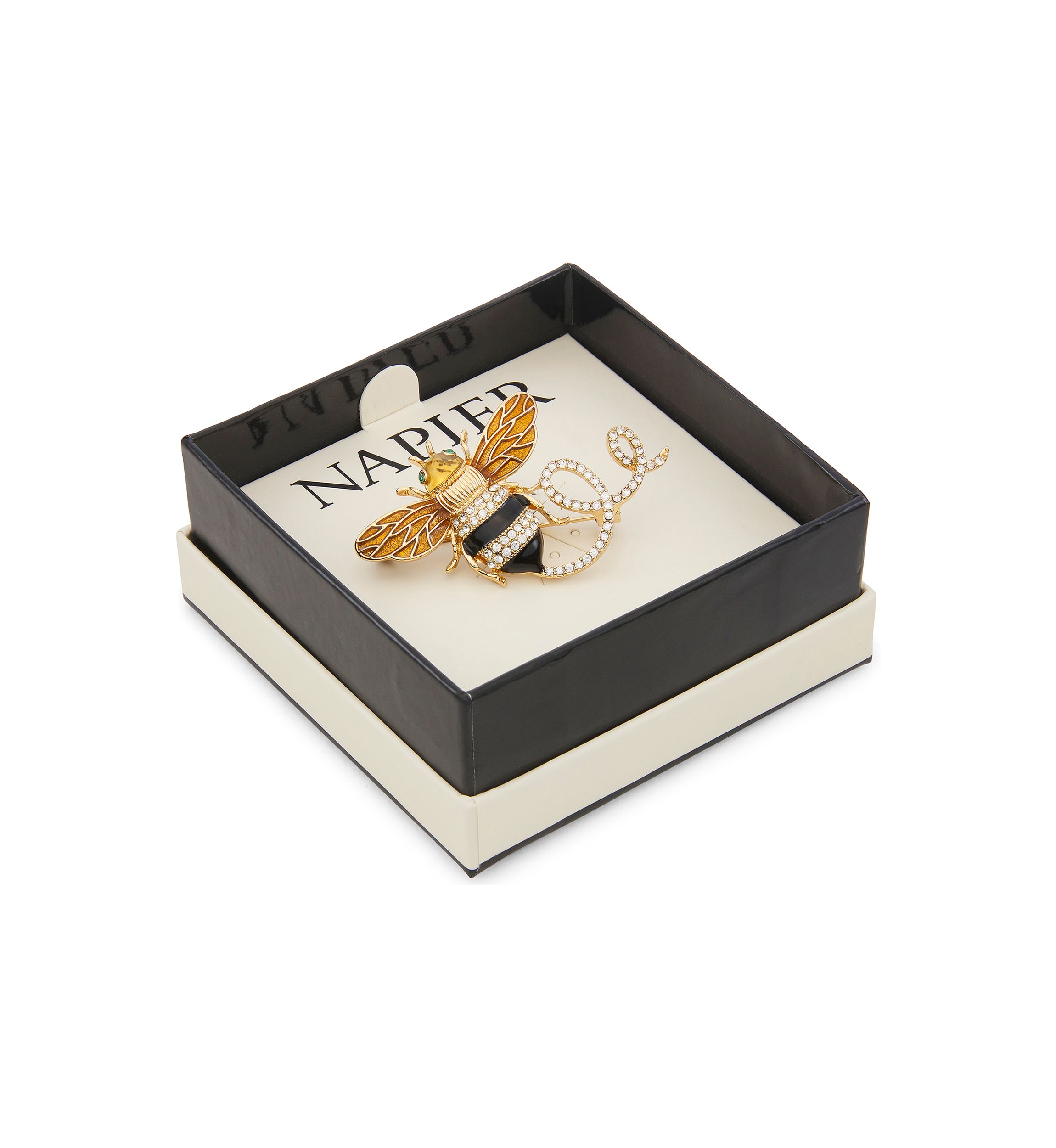 Gold Tone Black Crystal Summer Bee Pin