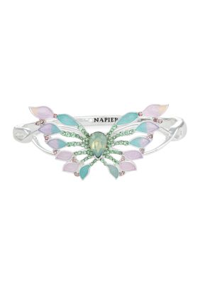 Napier Silver Tone Multicolor Butterfly Bangle Bracelet - Boxed