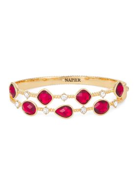Napier 2.5 Millimeter Red Crystal Hinge Bangle Bracelet