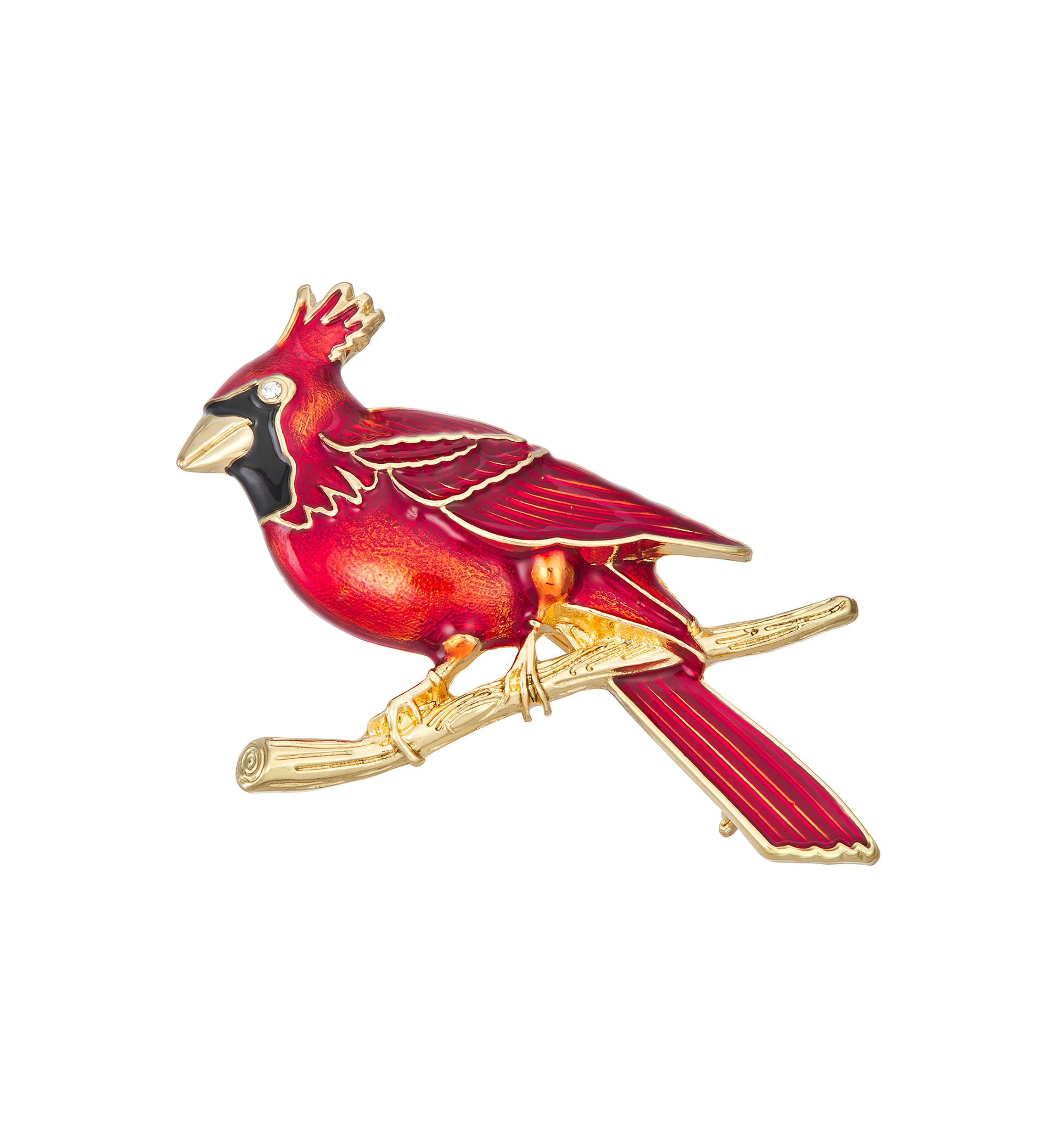 Gold Tone Red Cardinal Pin 