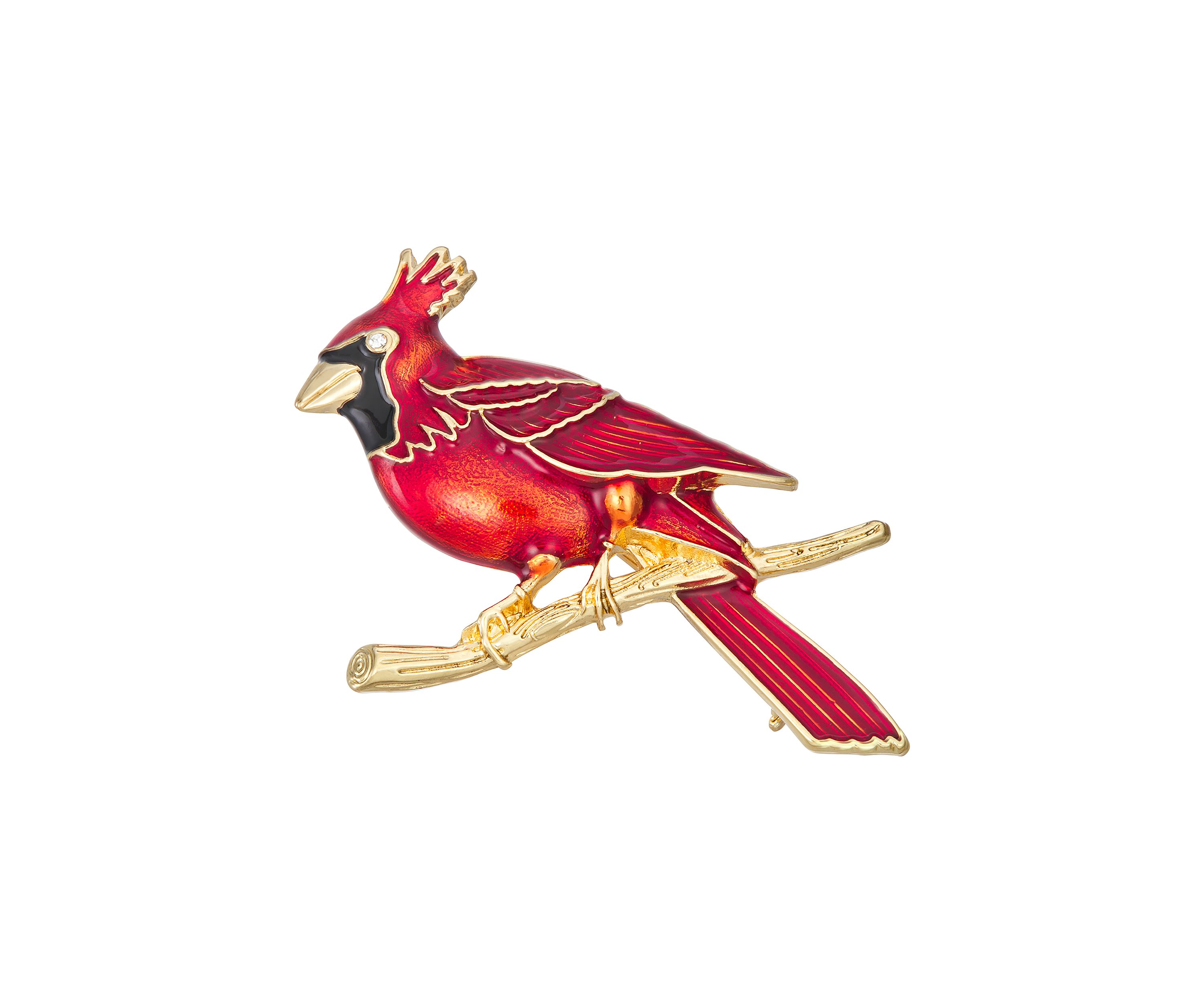 Gold Tone Red Cardinal Pin 