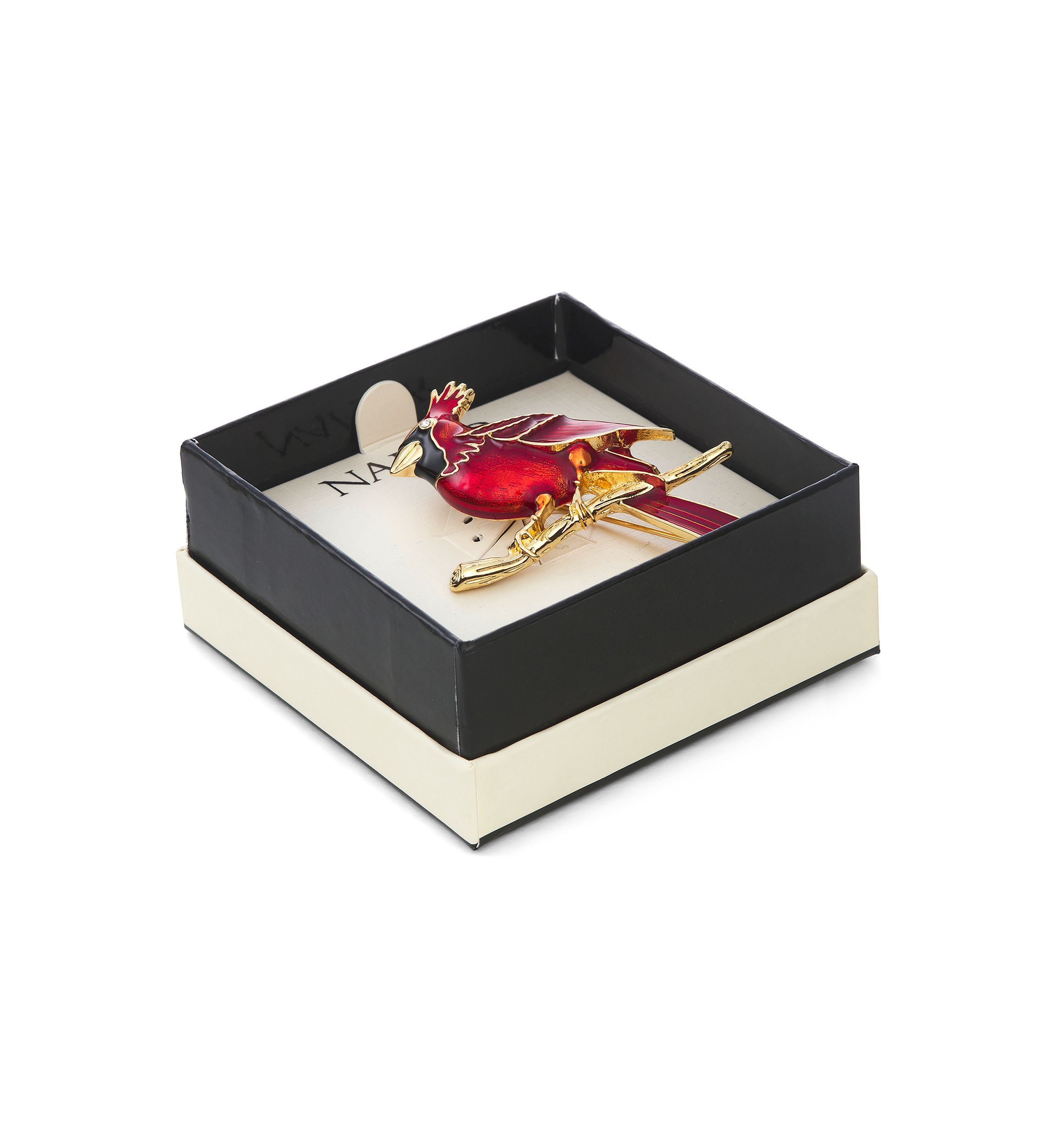 Gold Tone Red Cardinal Pin 