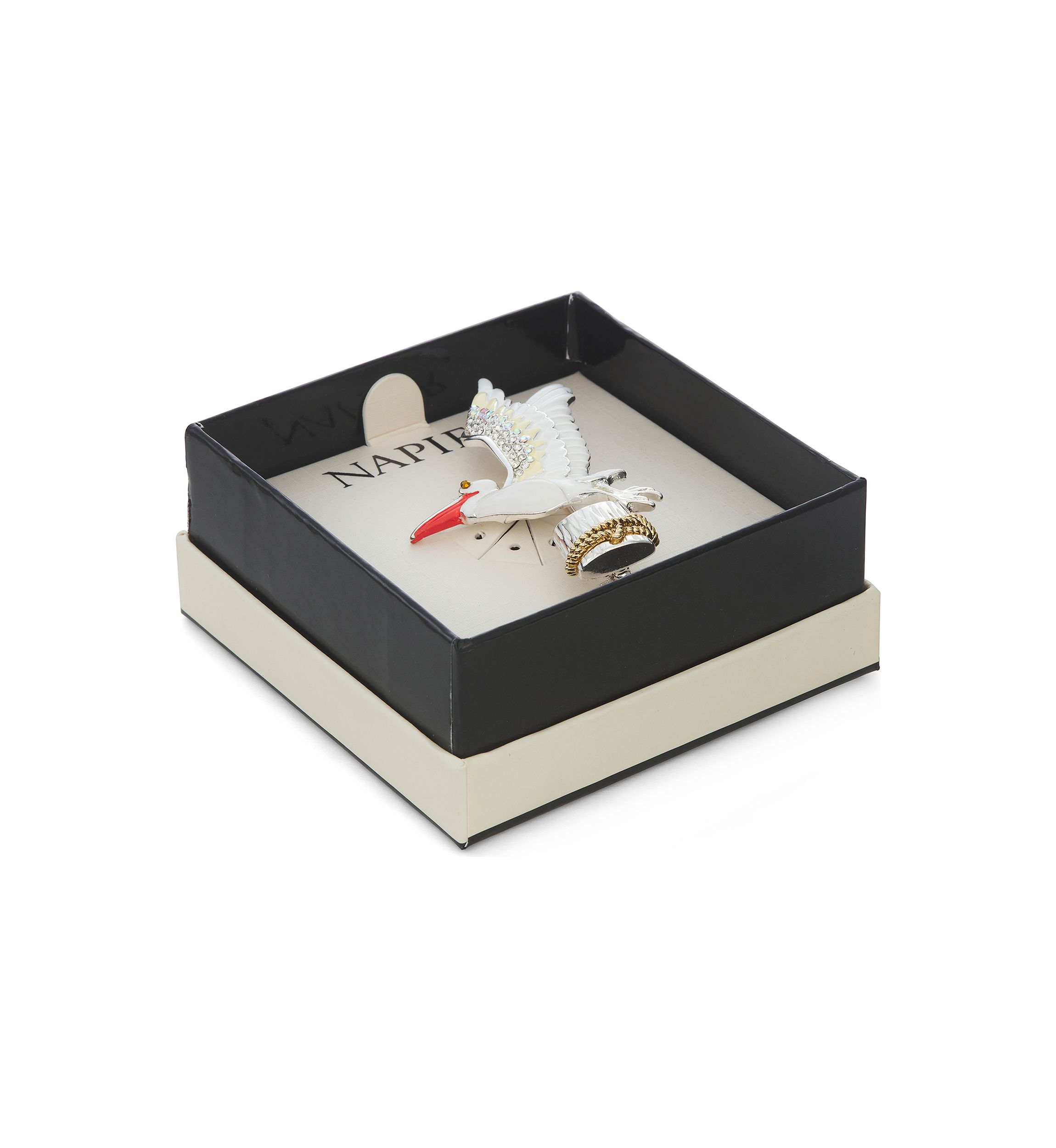 Silver Tone White Pelican Pin