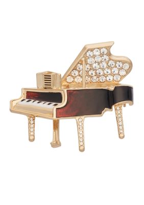 Gold Tone Brown Piano Pin - Boxed