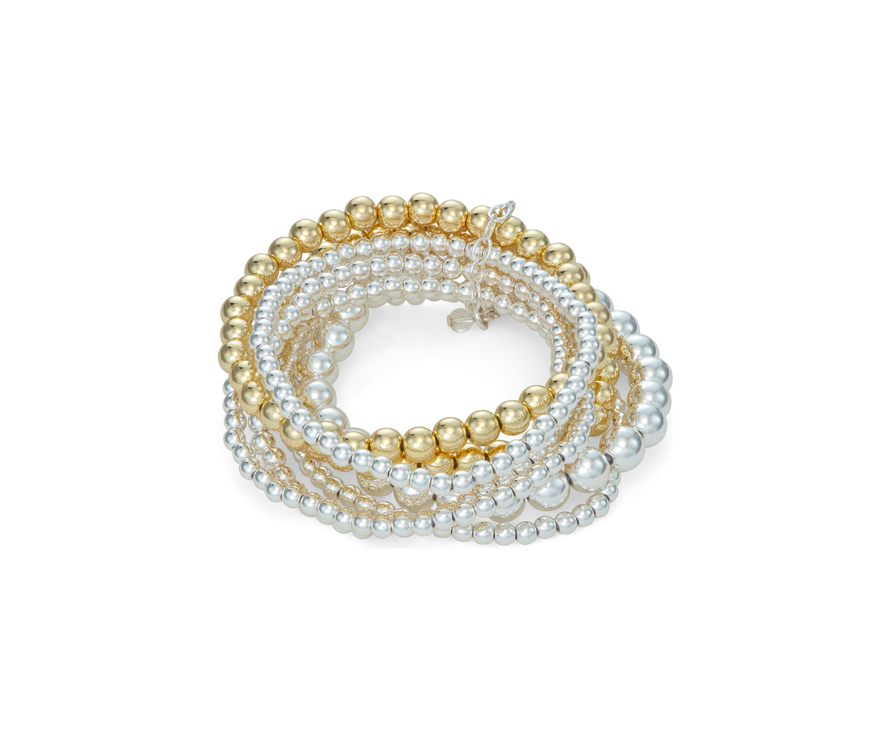Two Tone 2.5" Mixed Beads Set of 7 Stretch Bracelets