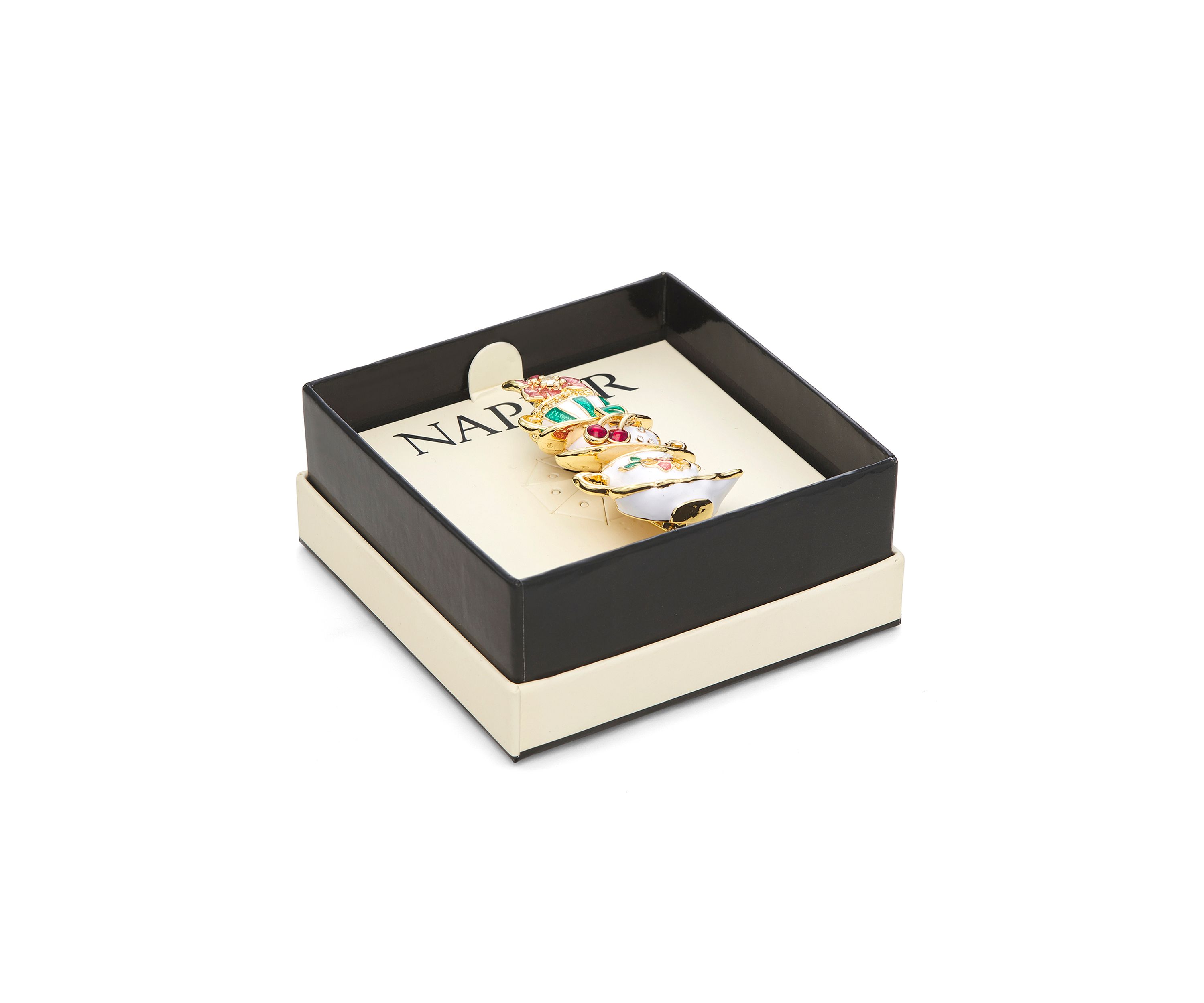 Gold Tone Tiered Tea Cups Pin - Boxed