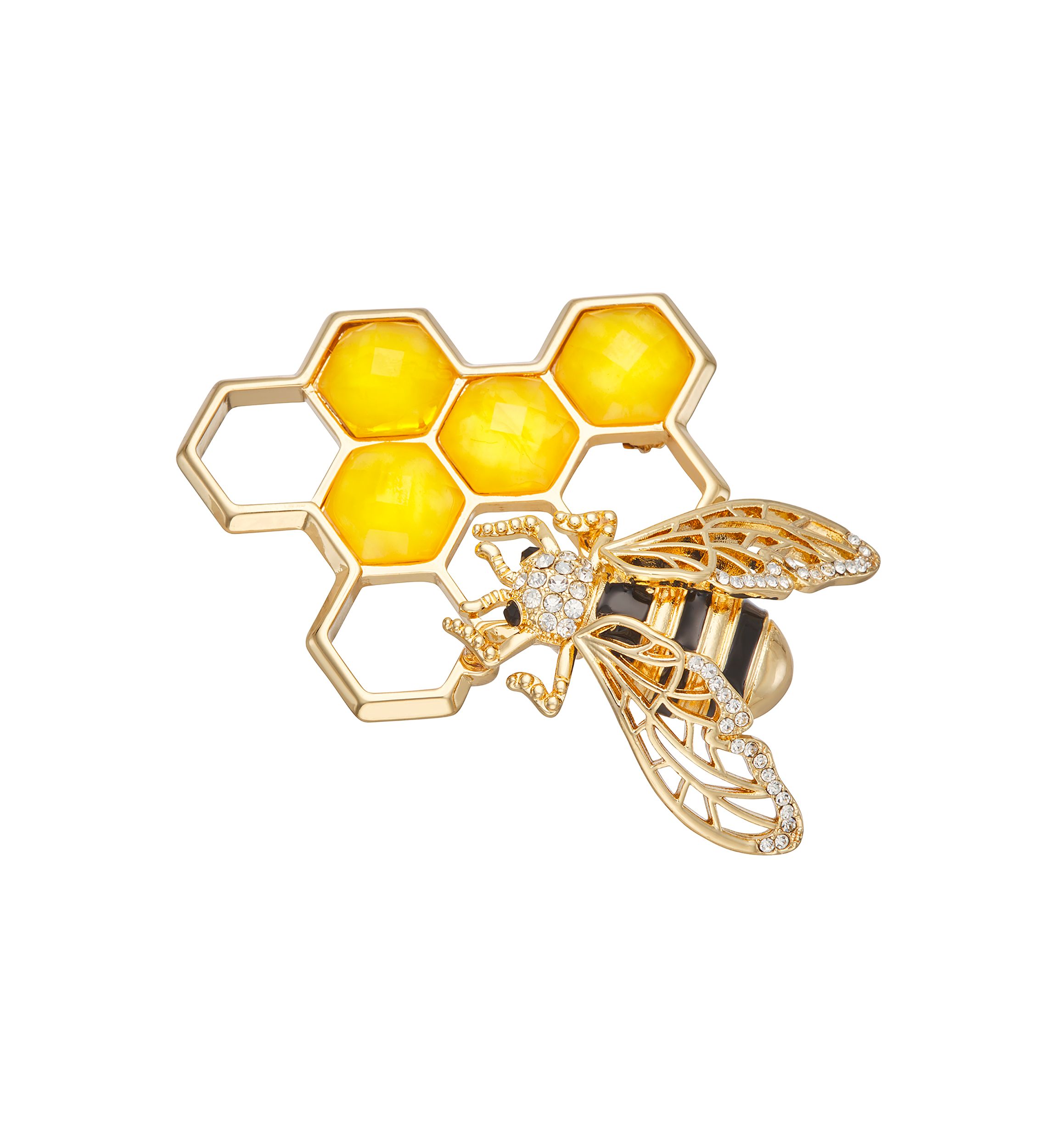 Gold Tone Honeycomb Bee Pin - Boxed