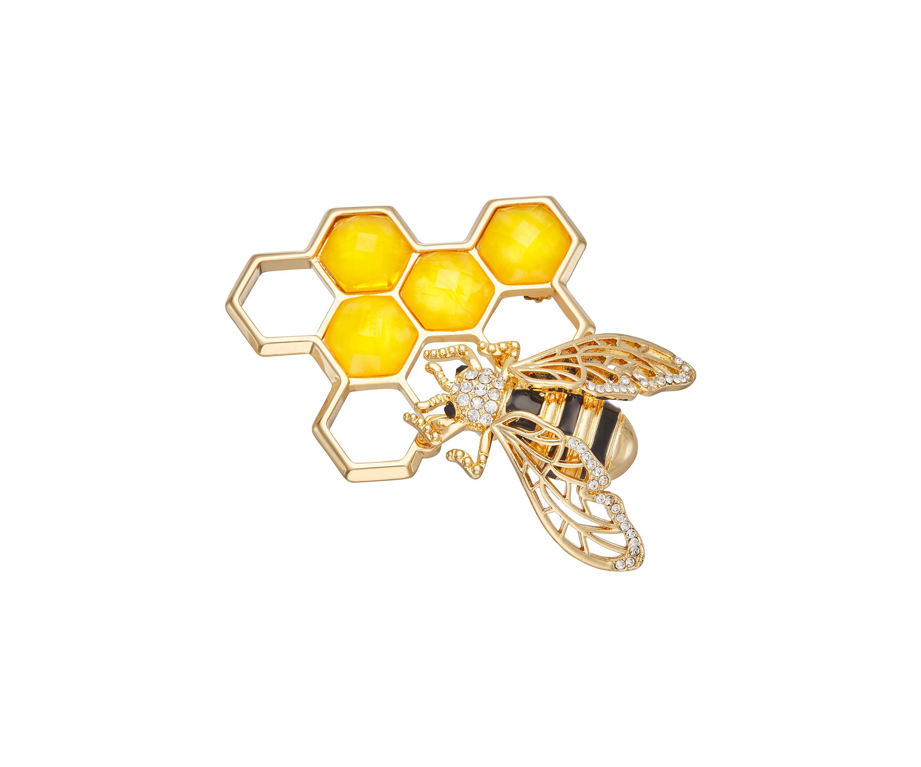 Gold Tone Honeycomb Bee Pin - Boxed