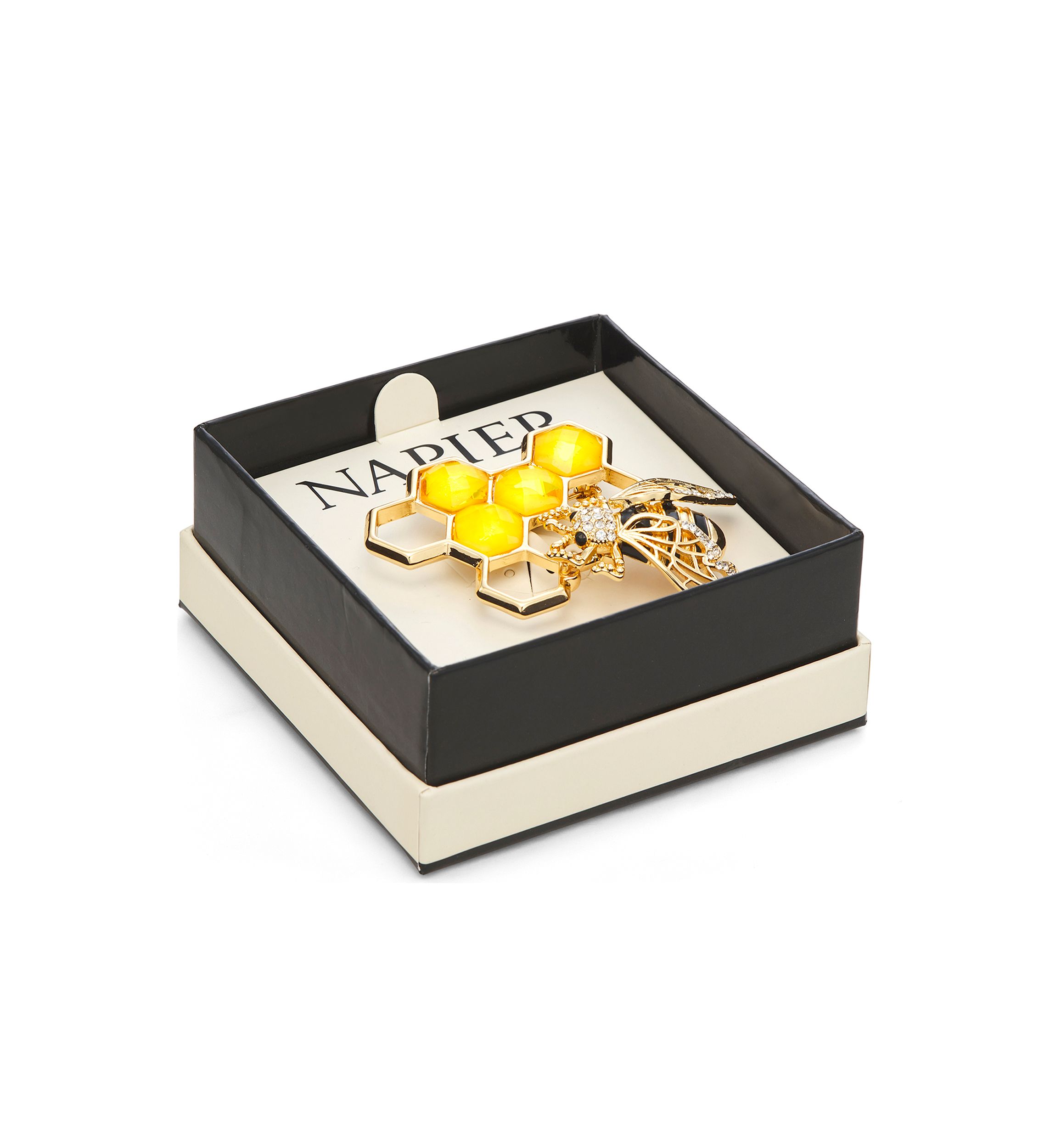Gold Tone Honeycomb Bee Pin - Boxed