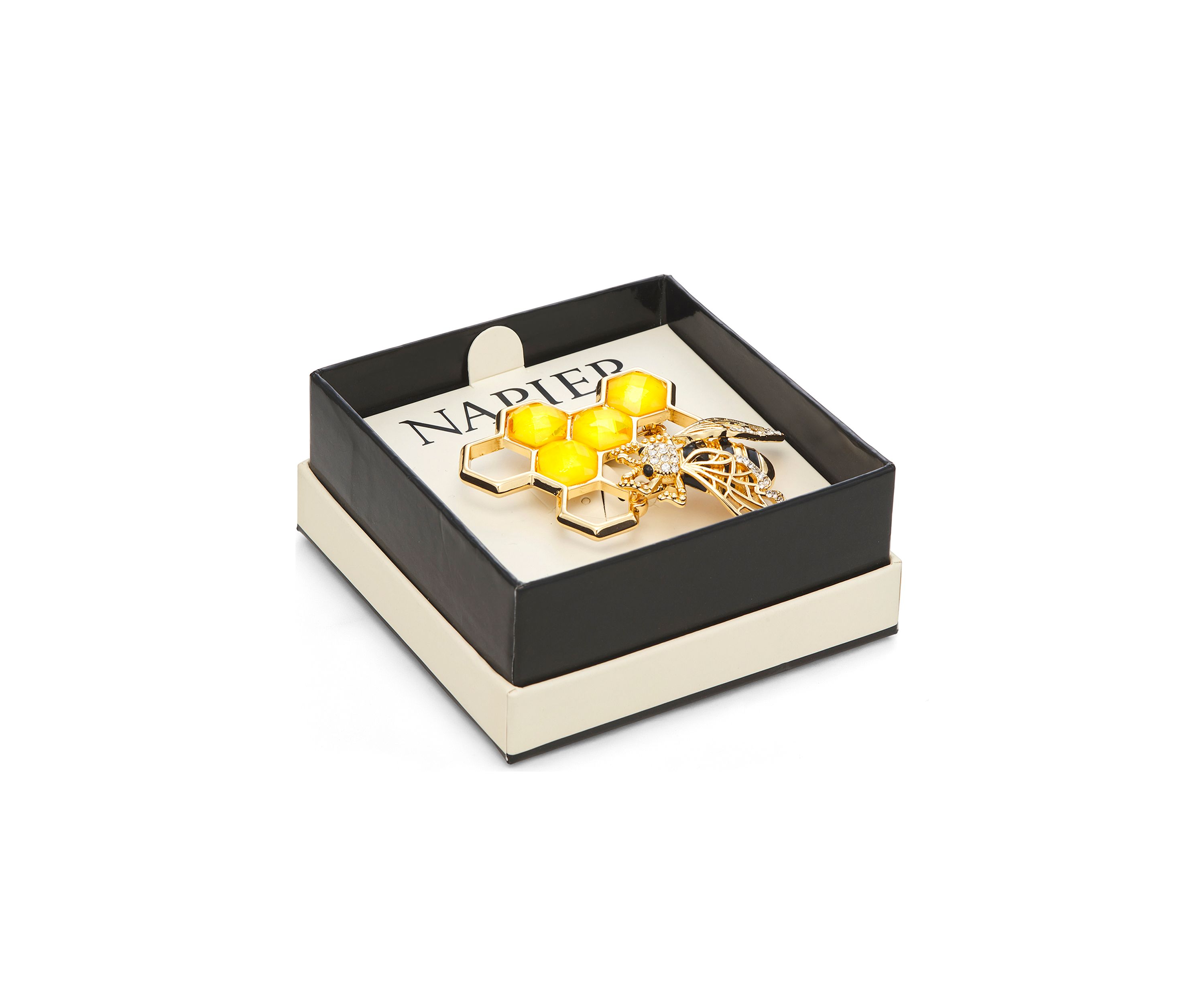 Gold Tone Honeycomb Bee Pin - Boxed